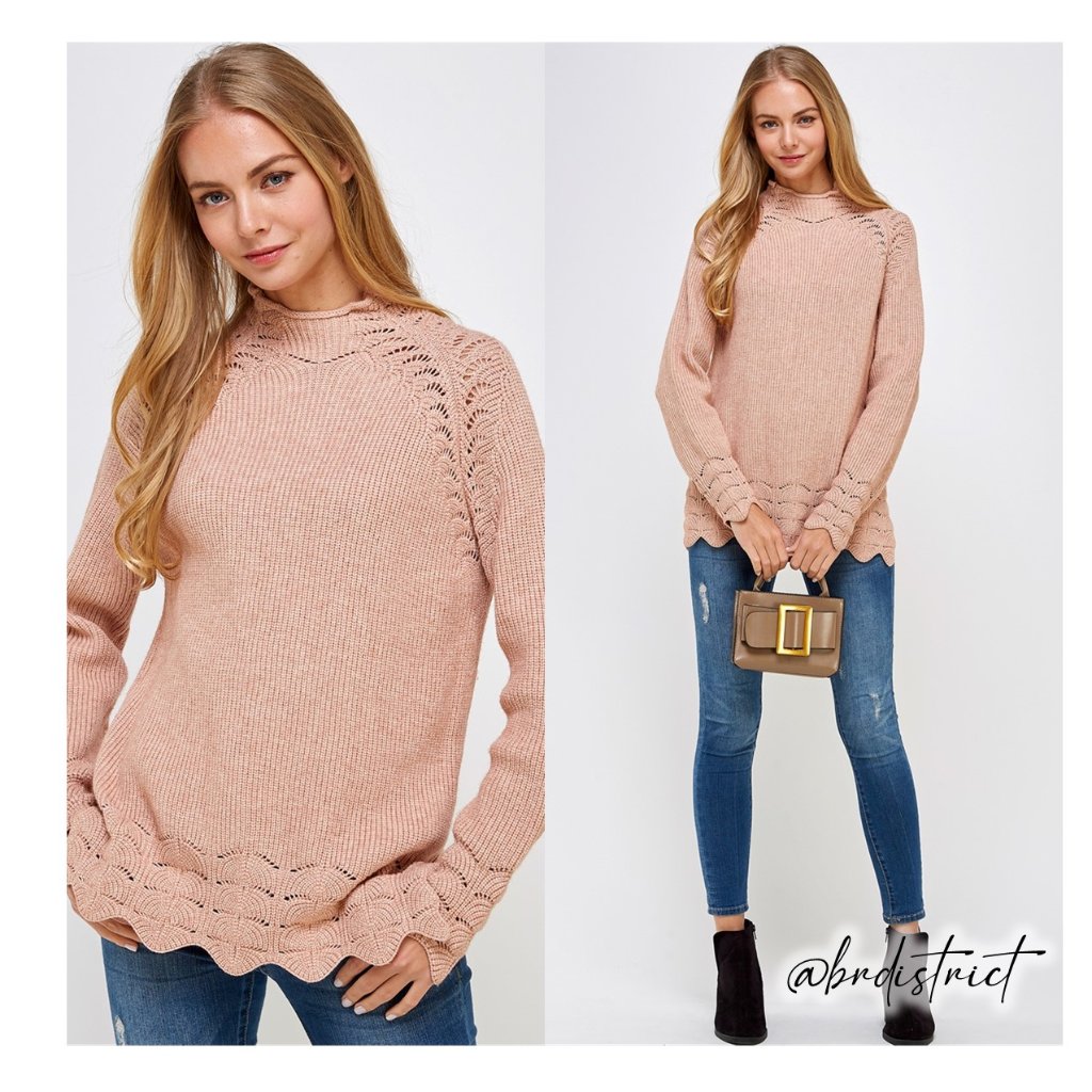 Solid Knit Eyelet Sweater
